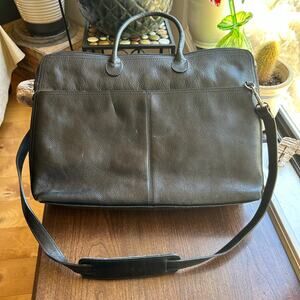 Vtg Wilsons Leather Black Leather Briefcase Shoulder Bag Messenger w/ wristlet